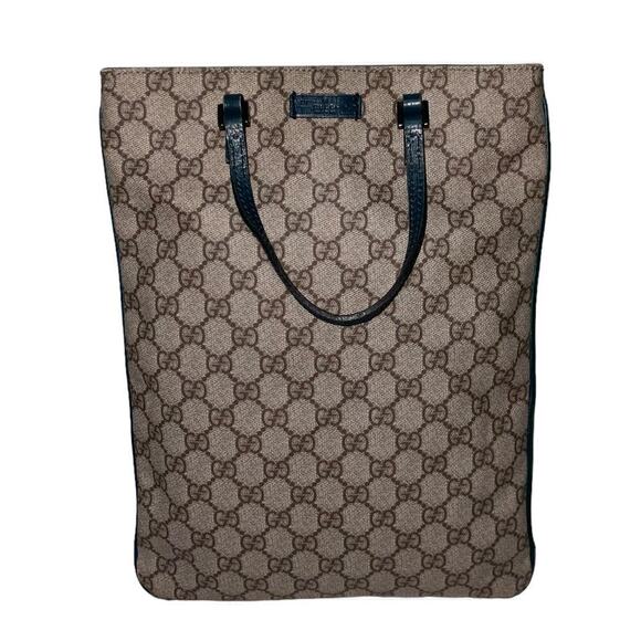 Gucci GG Supreme Flat Vertical Tote with Teal Leather trim and accents - Picture 2 of 15